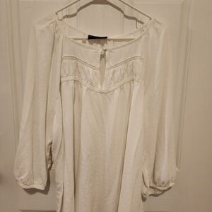 Lane Bryant Off-White Blouse with Lace Detail